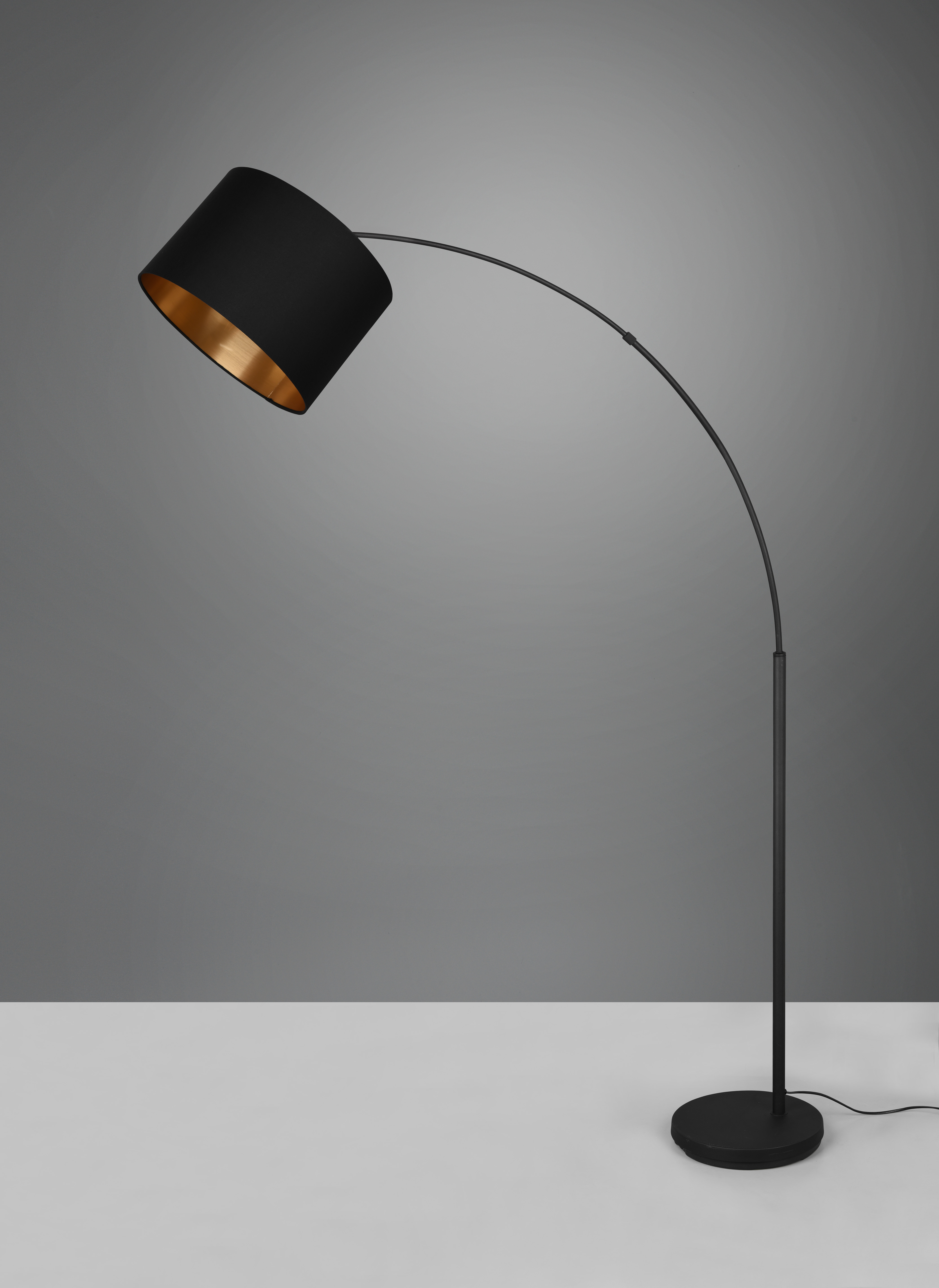 BOLIVIA PIANTANA METALLO NERO AD ARCO CON PARALUME NERO E ORO H. 171CM