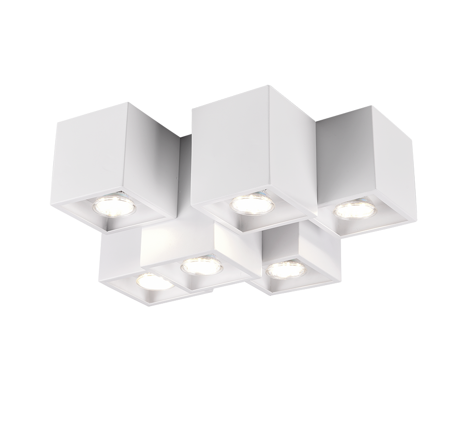 FERNANDO PLAFONIERA METALLO BIANCO OPACO 6 CUBETTI L. 37CM 