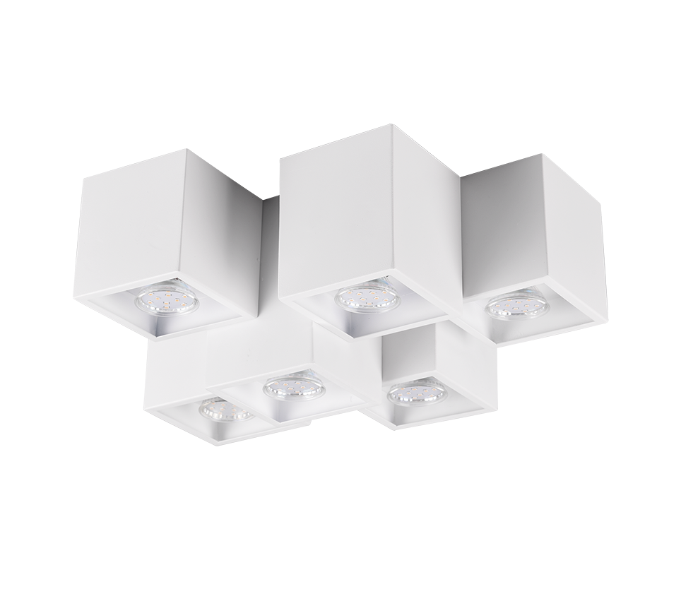 FERNANDO PLAFONIERA METALLO BIANCO OPACO 6 CUBETTI L. 37CM 