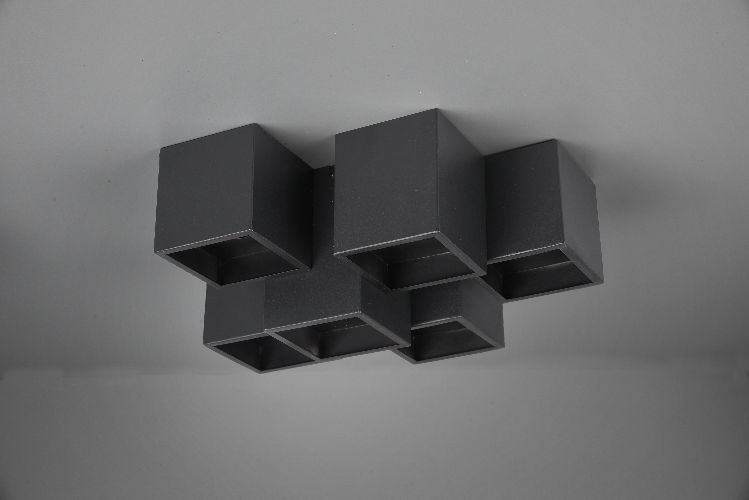 FERNANDO PLAFONIERA METALLO NERO OPACO 6 CUBETTI L. 37CM 
