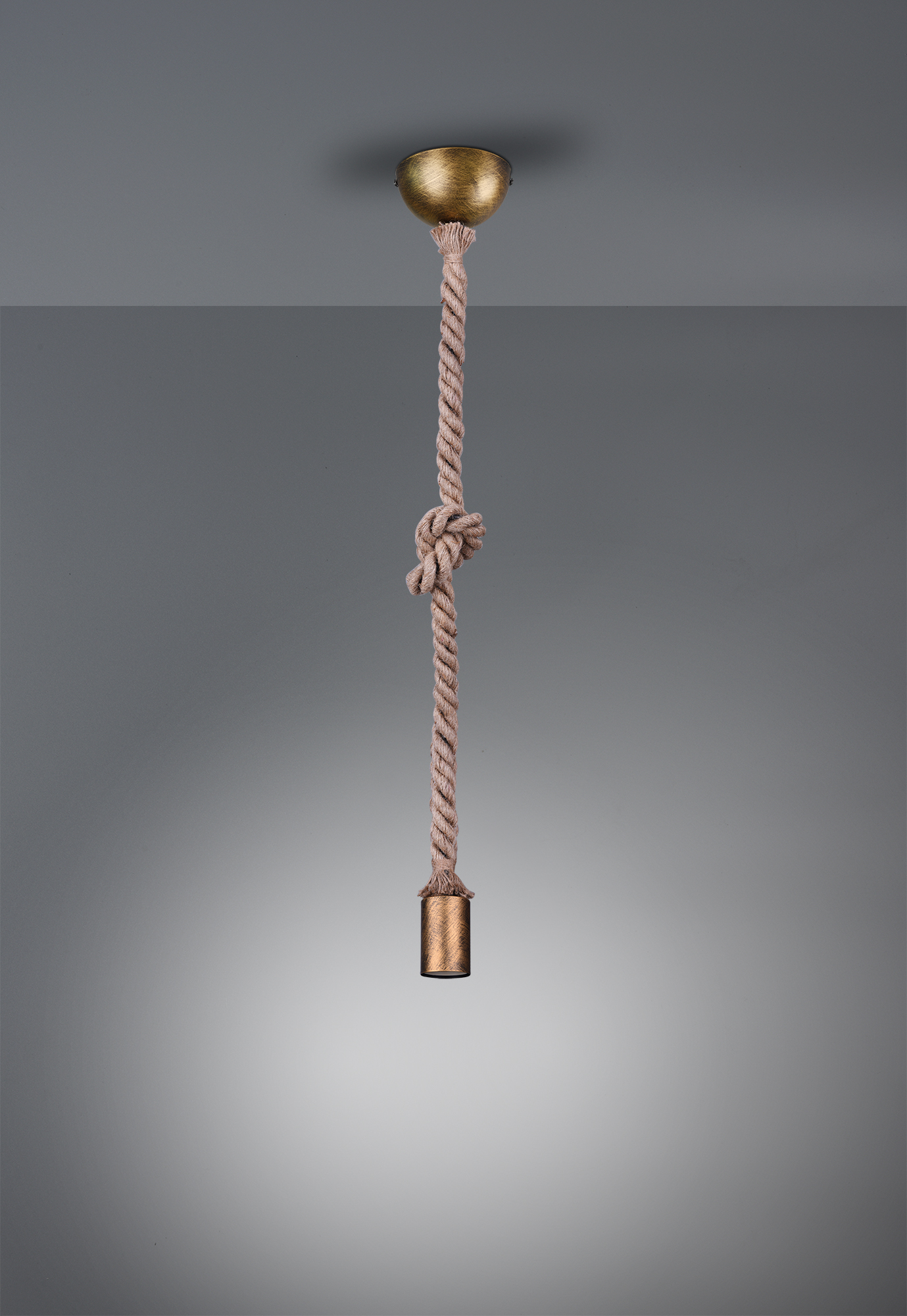 ROPE SOSPENSIONE CORDA ANNODATA E METALLO OTTONE ANTICATO