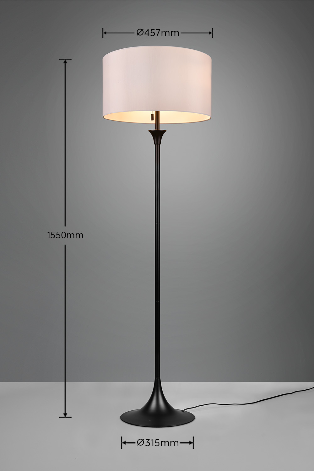 SABIA PIANTANA METALLO NERO E PARALUME BIANCO H. 155CM