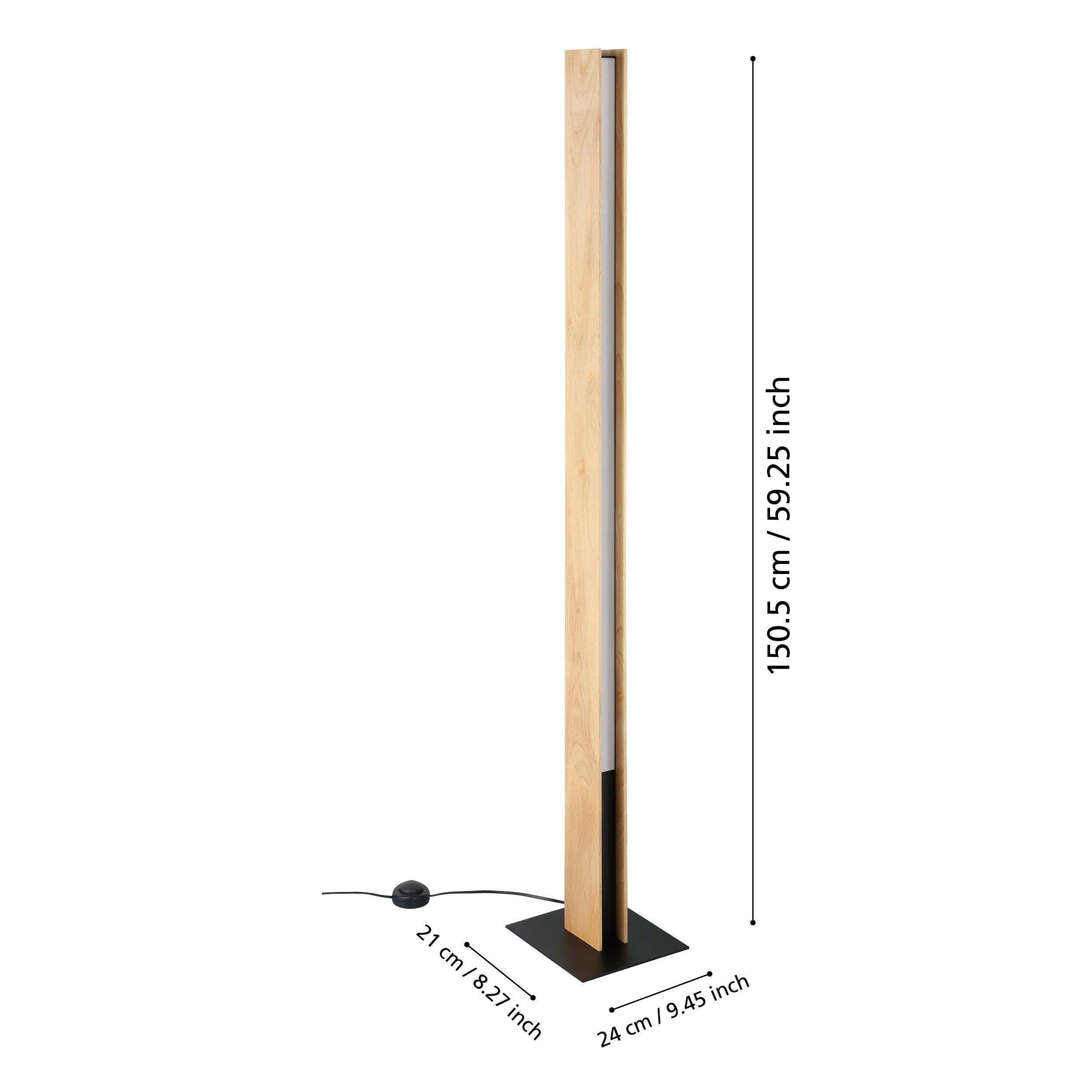 ANCHORENA-Z - Piantana - LED 35W 2700-6500K 3980Lm inclusa - Struttura in legno, acciaio / finitura marrone, nero; Diffusore in plastica / finitura bianco;
L105 x 55 H1500