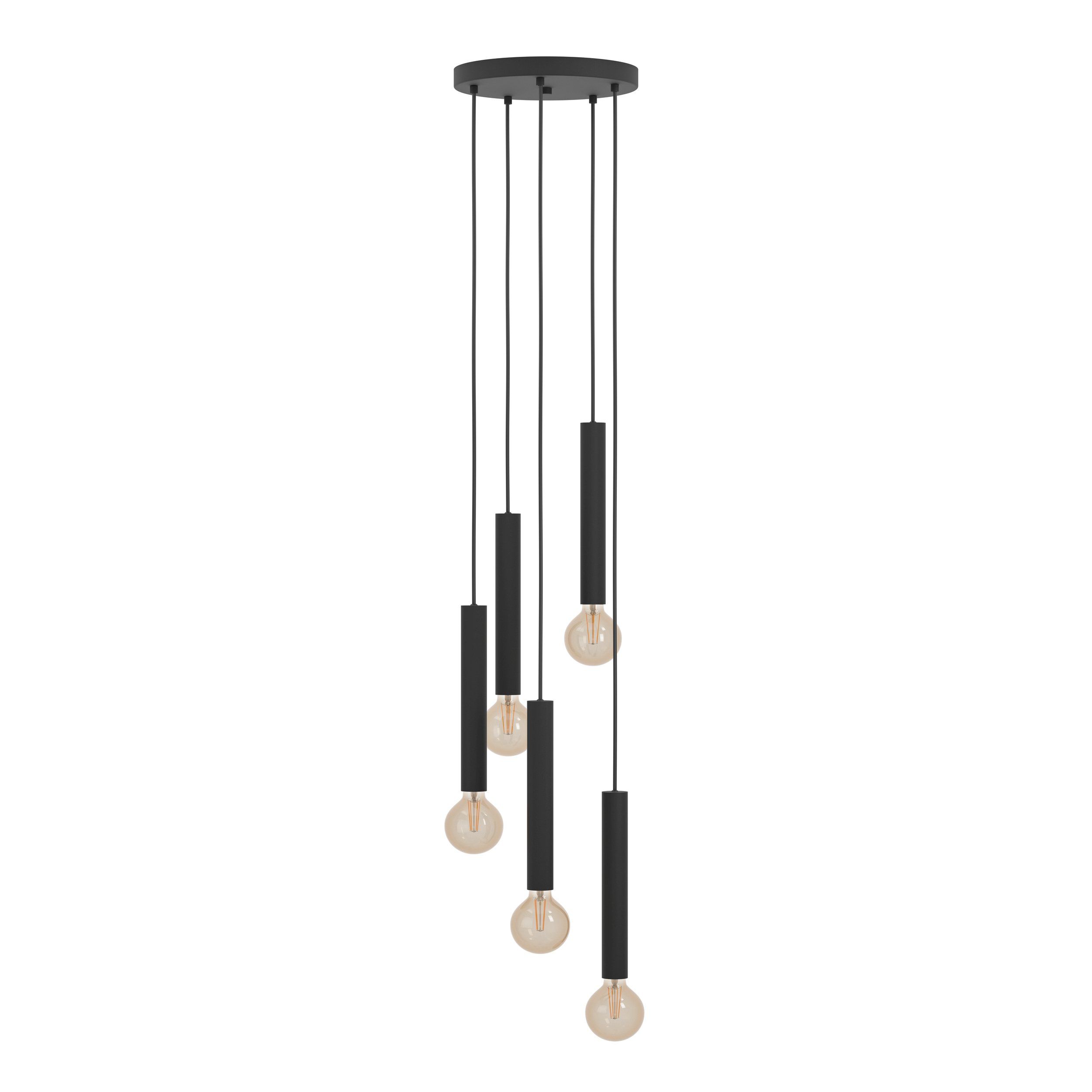 CORTENOVA - Sospensione - E27 5X60W - Struttura in acciaio / finitura nero;
Ø350 H1500