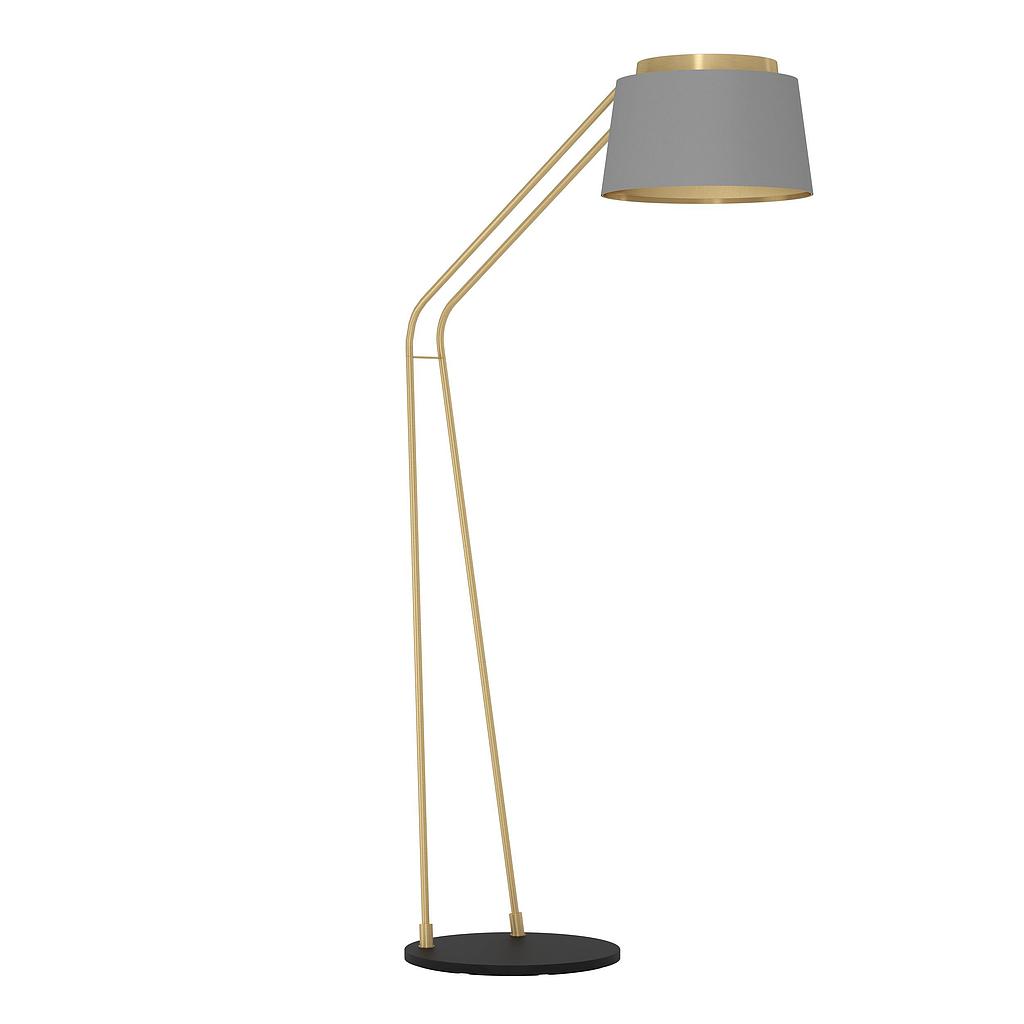 ALMERIMAR - Piantana - E27 1X40W - Struttura in acciaio / finitura nero, ottone spazzolato; Diffusore in tessuto / finitura grigio, ottone;
L1100 x 410 H1805
