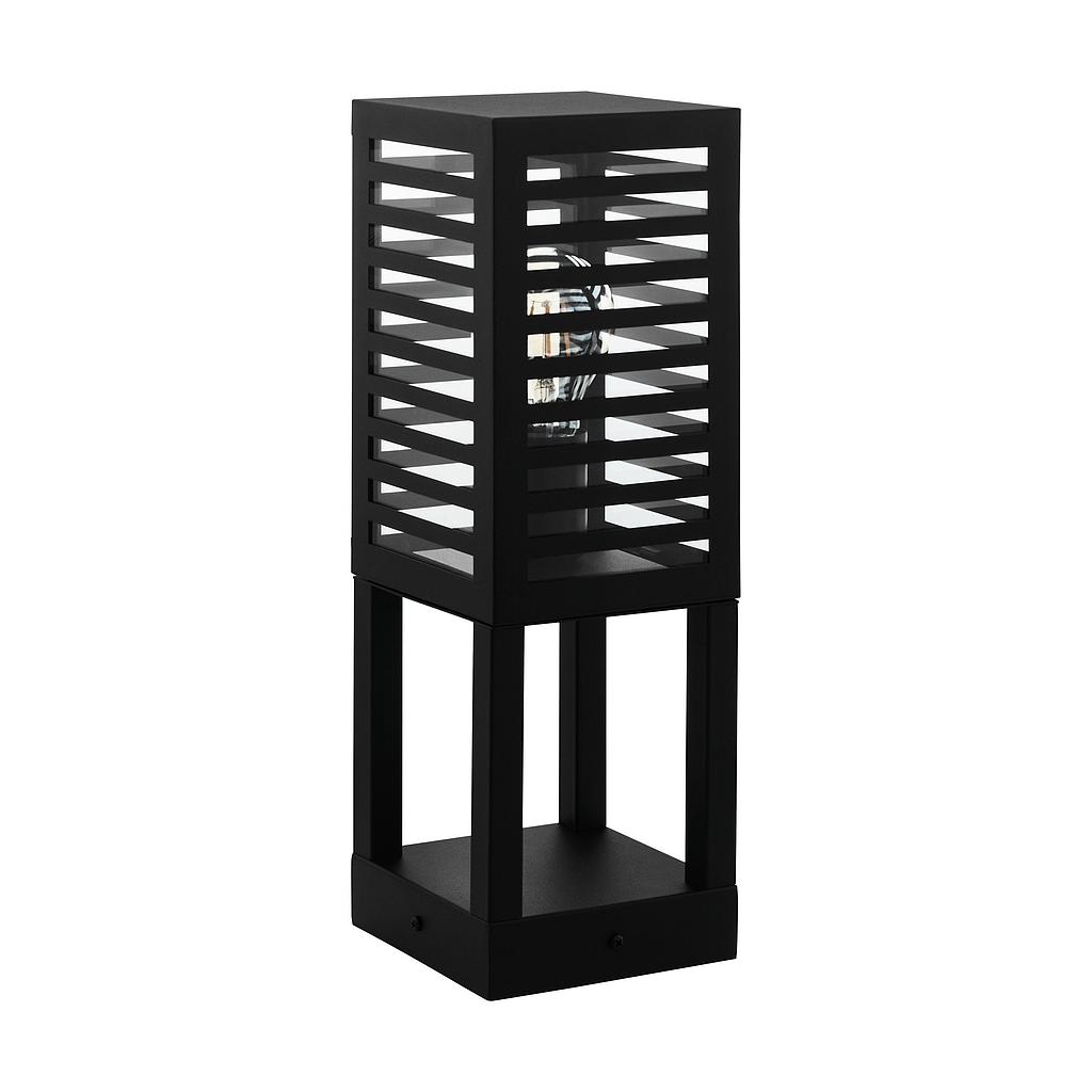 ALAMONTE 3 - Paletti basso - E27 1X60W - Struttura in alluminio, acciaio   / finitura nero; IP44;
L150 x 150 H450