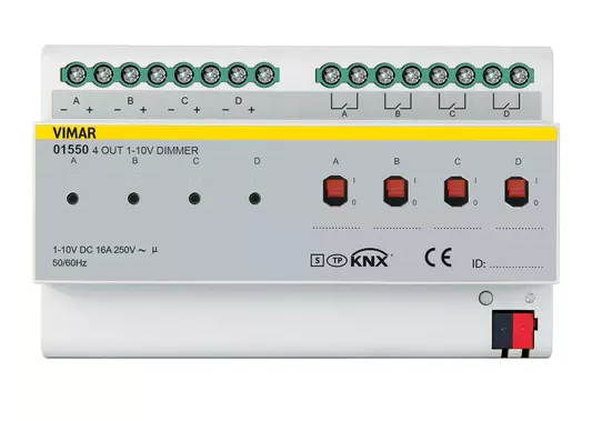 Regolatore 0/1-10V 4 OUT 16A KNX