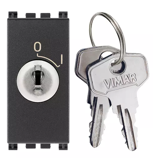 Interr. 2P 16AX +chiave unif. grigio