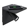 CIGLIE - Applique - GU10-LED 1X4,5W inclusa - Struttura in alluminio, acciaio   / finitura nero; Base caricabatterie wireless;
L180 x 210 H180