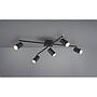 MARLEY PLAFONIERA 2 BARRE ORIENTABILI 5 SPOTS CILINDRO METALLO NERO L. 77,5CM 